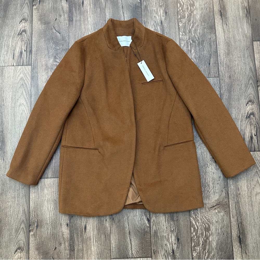 Rebecca Minkoff Wool Boyfriend No Pockets Jacket Women’s  Sz L Camel Brown